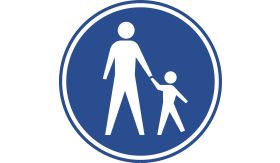 Aluminium DOR verkeersbord RVV G07 voetpad - levensduur 20 jaar - afmeting 300mm rond