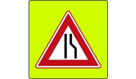 Aluminium DOR verkeersbord RVV J18f fluor rand rijbaanversmalling - levensduur 20 jaar - afmeting 800x800mm