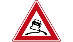Aluminium DOR verkeersbord RVV J20 slipgevaar - levensduur 20 jaar - afmeting 1100mm driehoek