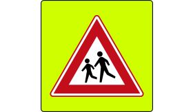 Aluminium DOR verkeersbord RVV J21f fluor rand kinderen - levensduur 20 jaar - afmeting 600x600mm