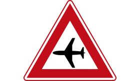 Aluminium DOR verkeersbord RVV J30 laagvliegende vliegtuigen - levensduur 20 jaar - afmeting 700mm driehoek