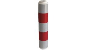 verkeerszuilkoker - kunststof - klasse 3 - wit / 2 rood - kap 76/48 mm Ø