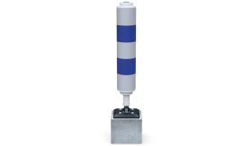 Veerpaal BB21 - kunststof koker - wit/bl. + voetplaat/betonpoer