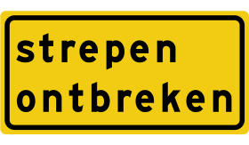 Aluminium DOR verkeersbord RVV OB603t - strepen ontbreken - levensduur 20 jaar - afmeting 1000x400mm