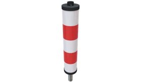 Verkeerszuil BB21 met alumium koker - wit/rood Klasse 3 - gemonteerd op buispaal 1500x48 mm Ø