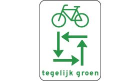 Aluminium DOR verkeersbord RVV VR04 fietsers tegelijk groen - levensduur 20 jaar - afmeting 300x400mm